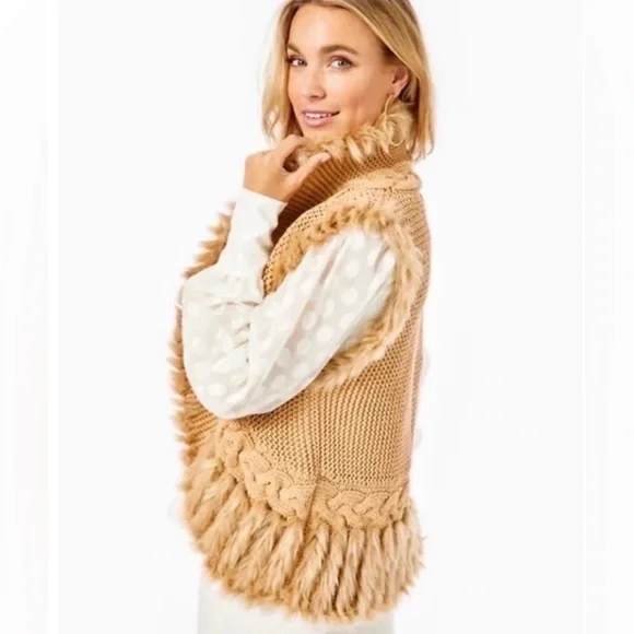 NWT Lilly Pulitzer Torini Sequin Sweater Vest in Heathered Latte Metallic - Picture 6 of 17